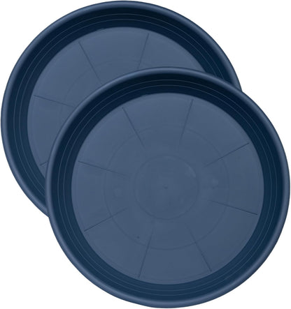 2 Pack of Plant Saucer 12 inch, 12 inch Plastic Plant Drip Trays, Heavy Duty Plant Trays for Indoors no Holes, Plant Water Tray for Planters (Blue)