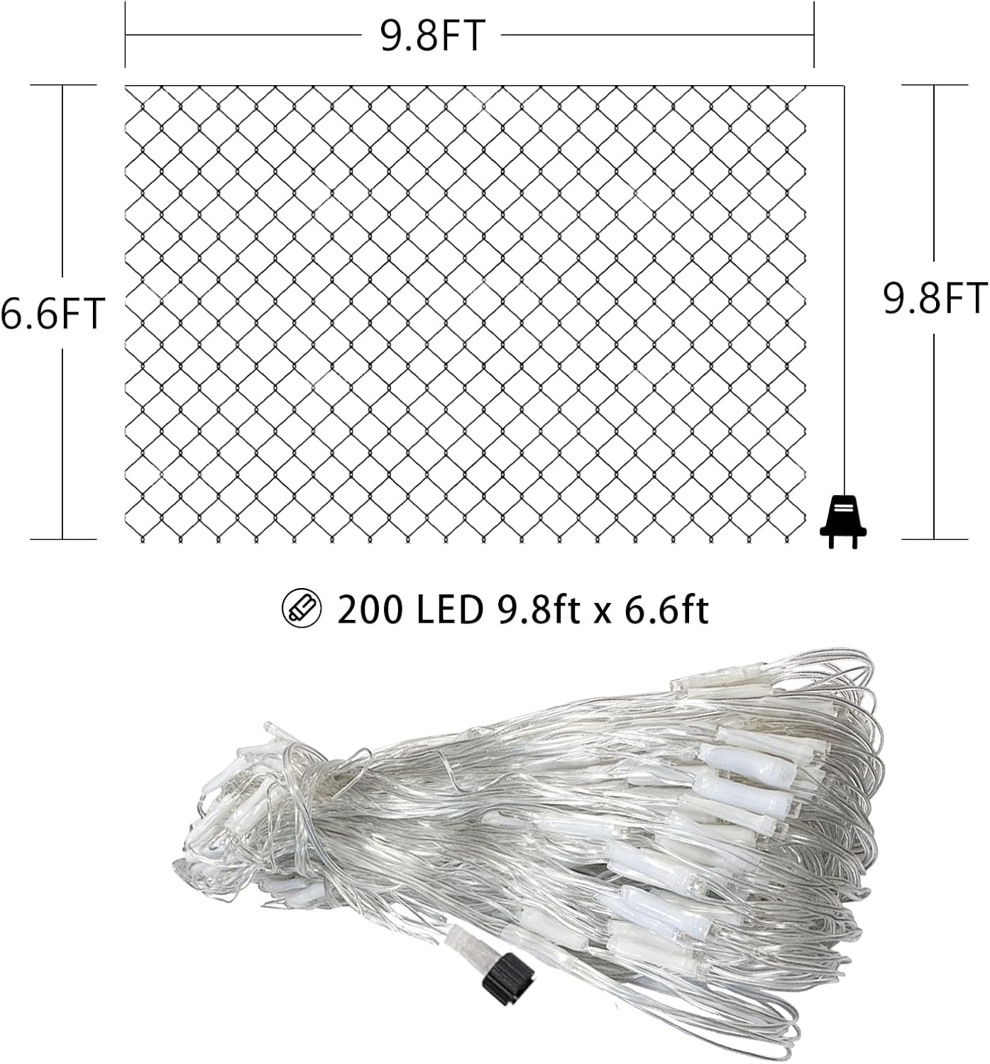 HeKation Christmas Net Lights Outdoor, 200 LED Bush Lights With 8 Modes, 6.6ft x 9.8ft, Timer, Connectable, Waterproof, for Halloween & Christmas Decorations Color