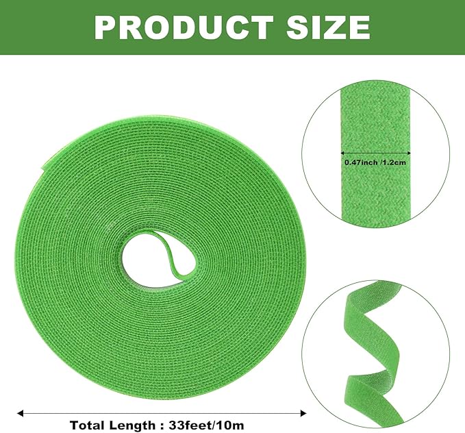 6 Rolls 196 Ft Green Plant Tape for Climbing Plants, 1/2 Inch Reusable Plant Stretch Ties, Adjustable Tomato Plant Supports, Plant Twist Ties for Gardening, Home, Office