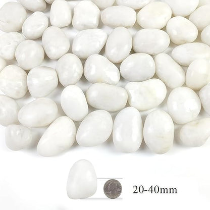20LB White River Rocks,1-2.2 Inch Polished Pebbles for Plants, Decorative Stones for Landscaping. Succulents, Crafting,Fish Tank,Garden,Vase Filler, Outdoor Decoration