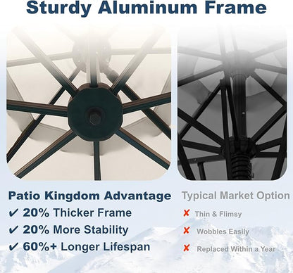 11FT Cantilever Umbrella with Base Large Curvy Outdoor Aluminum Offset Umbrella w/ 360° Rotation, UV Resistant Canopy for Patio, Garden, Backyard, Creamy White