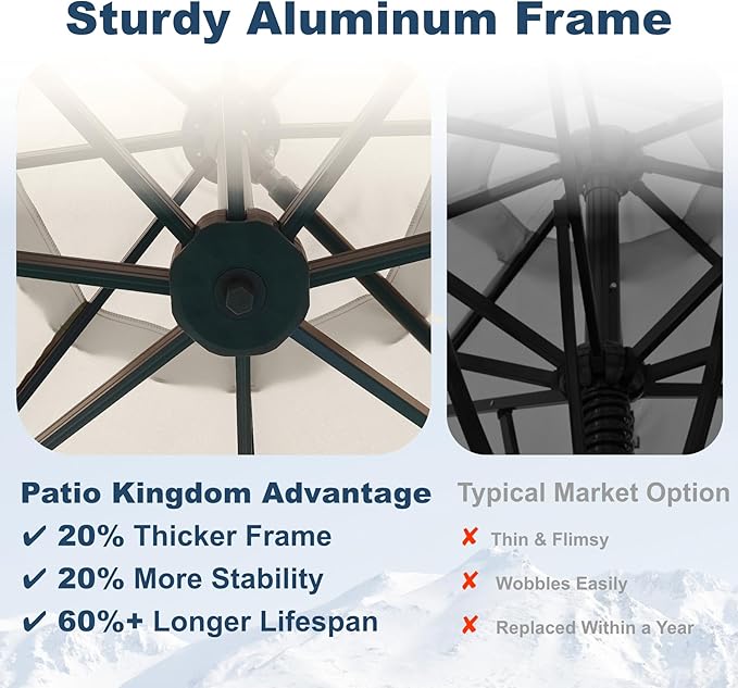 12FT Cantilever Umbrella with Base Large Curvy Outdoor Aluminum Offset Umbrella w/ 360° Rotation, UV Resistant Canopy for Patio, Garden, Backyard, Creamy White