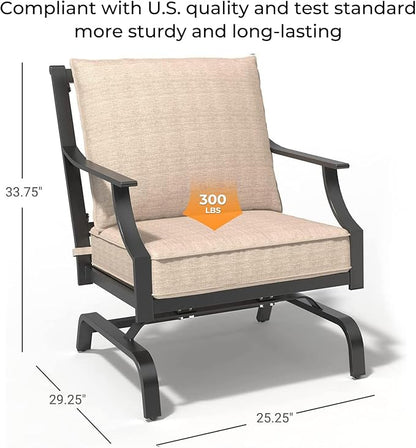 Grand Patio Outdoor Rocking Chairs - Motion Chairs Set of 2, Patio Seating with Olefin Cushions, Beige