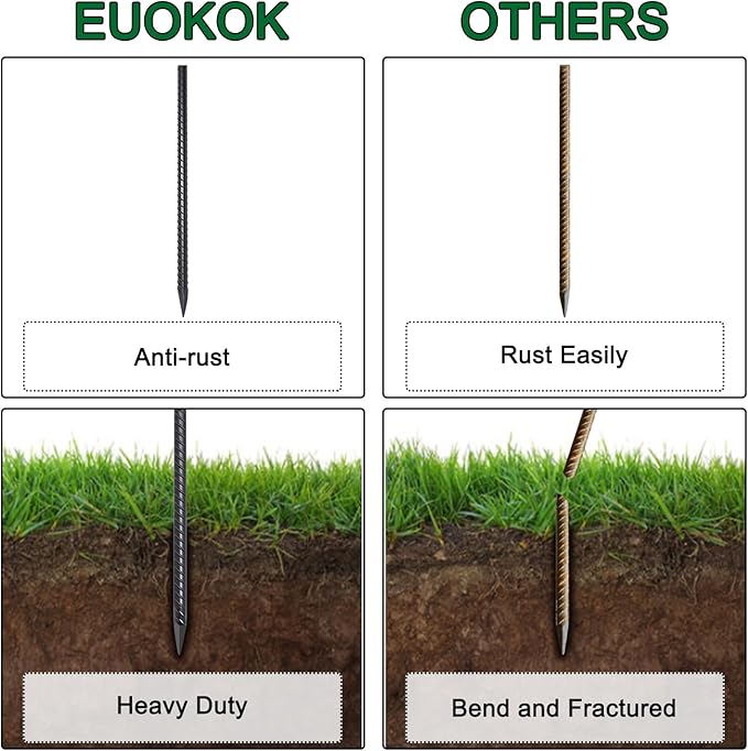 24 Inch Straight Rebar Stakes 16 Pack 1/2 Inch Diameter Metal Stakes for Garden with Chisel Point End Heavy Duty Steel Ground Anchors for Concrete Form, Landscape Timber, Plant Support, Black
