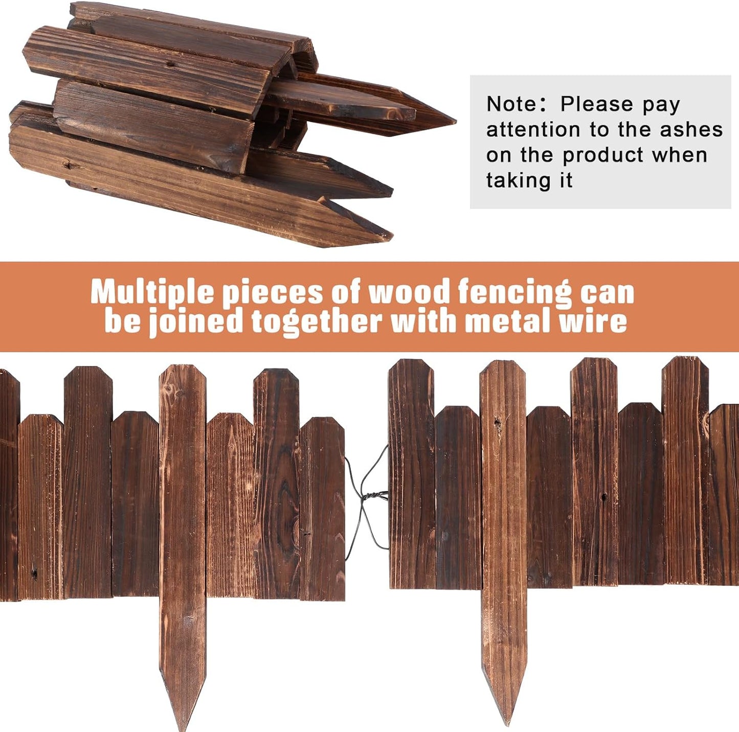 Soaoo 4 Pack Wood Garden Edging Border Outdoor Landscape Edging Flexible Decorative Garden Fence Border with White Gloves for Lawn Yard Tree Flower Bed Pathway (Brown)