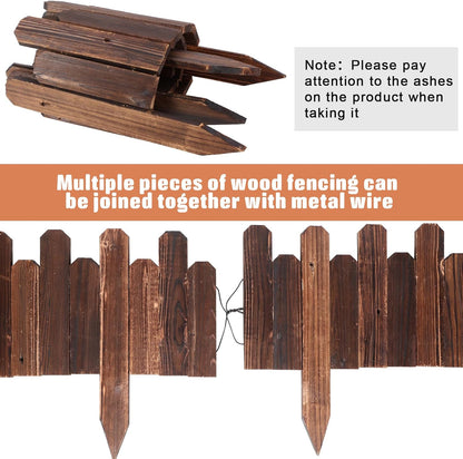 Soaoo 4 Pack Wood Garden Edging Border Outdoor Landscape Edging Flexible Decorative Garden Fence Border with White Gloves for Lawn Yard Tree Flower Bed Pathway (Brown)