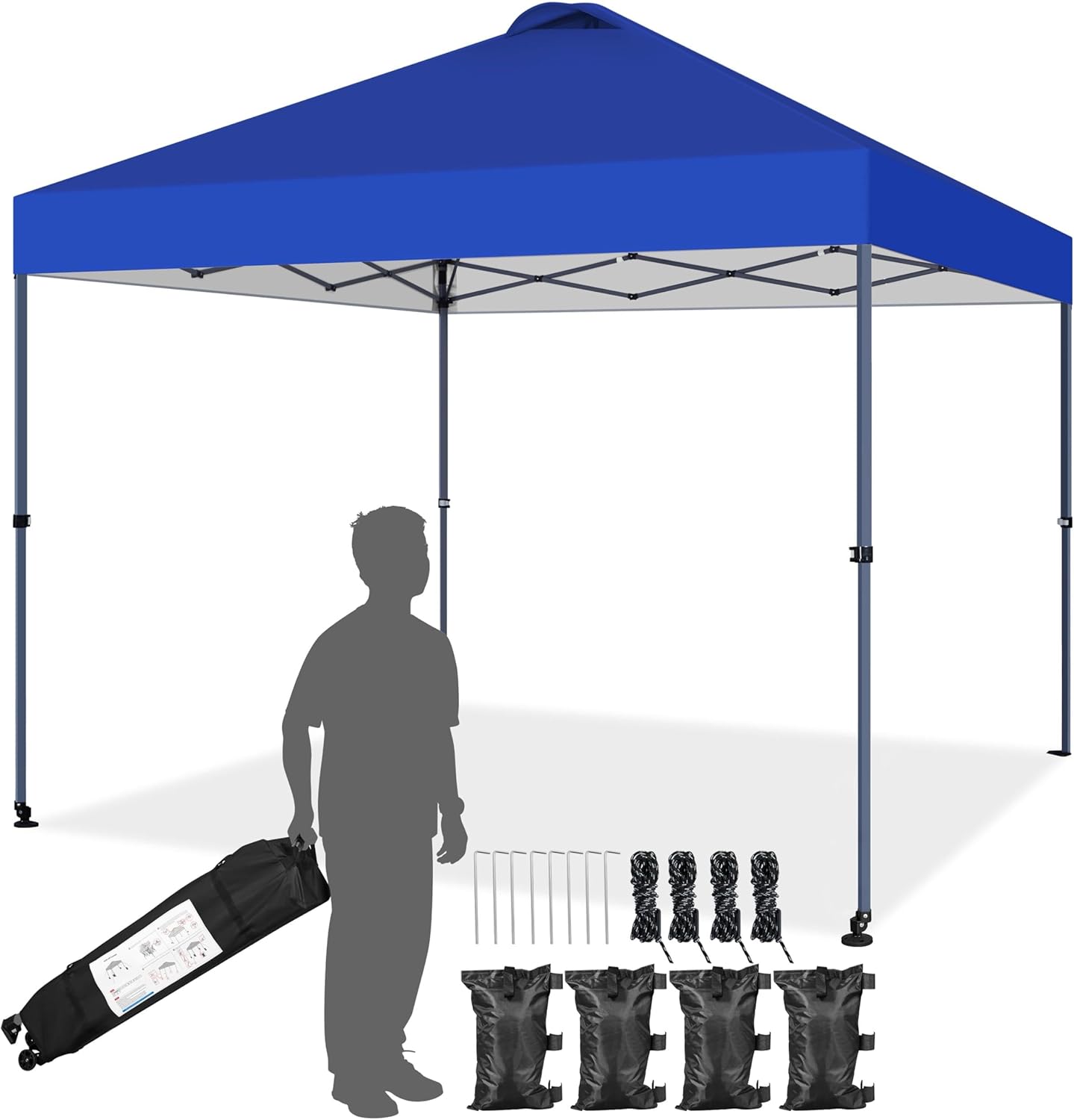 Yaheetech 10x10 Pop-up Canopy Tent w/ 2 Integrated Wheels for Mobility, Waterpoof & Heavy Duty, Instant Sun Shelter with Carry Bag, Weight Bags for Outdoor Camping Beach Patio Parties, Blue