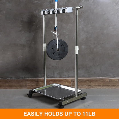 Stainless Steel Mop and Broom Holder with Wheels - Keep Your Cleaning Tools Organized! (S)