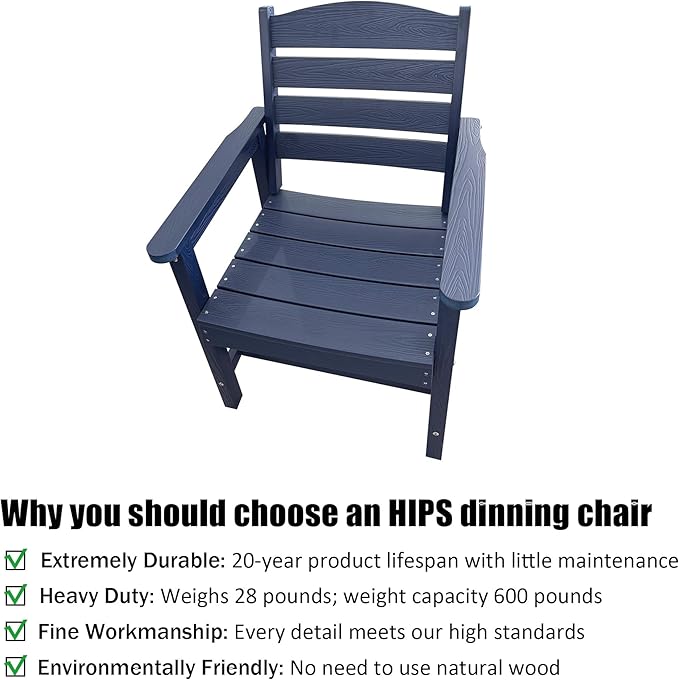 Poly Lumber Patio Dining Set, HIPS Outdoor Dining Table and Chairs, with Umbrella Hole, Weather Resistant (5 Piece, Navy Blue)