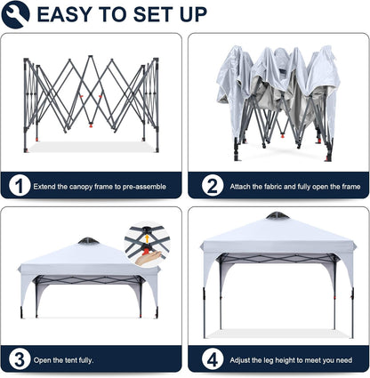 COOSHADE Pop Up Canopy Tent, 8x8 Easy Setup Instant Canopy Sun Shelter Beach Tent, Portable Sports, White