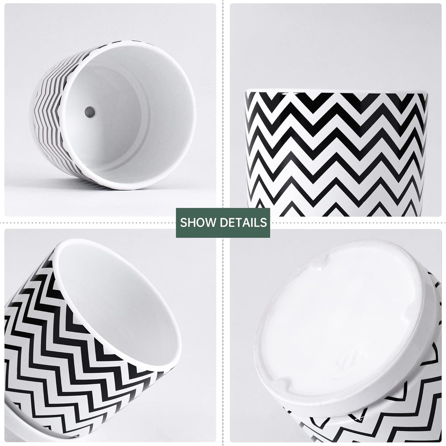 Ton Sin Plant Pots,5.5 Inch White Pots for Indoor Plants with Drainage Holes,Cylinder Flower Pot Ceramic Planters with Saucer,Cactus Succulent Outdoor Garden Pots Set of 4