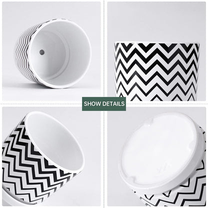 Ton Sin Plant Pots,5.5 Inch White Pots for Indoor Plants with Drainage Holes,Cylinder Flower Pot Ceramic Planters with Saucer,Cactus Succulent Outdoor Garden Pots Set of 4