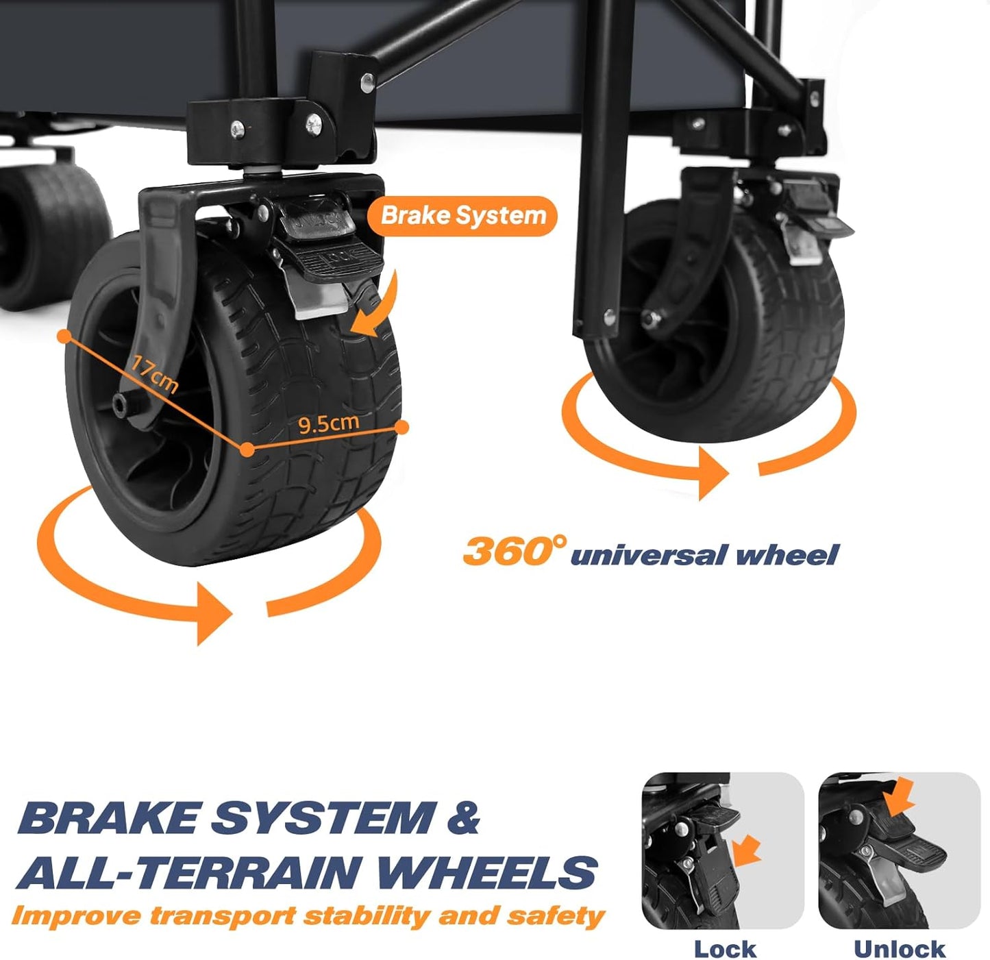 Chihee Garden Cart Collapsible Outdoor Utility Wagon Cart,Folding Beach Cart Oversized Capacity 254L,Heavy Duty Portable Wagon All Terrain Wheels Oversized Side Pocket 2 Drink Holders for Camping