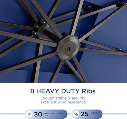 10' X 13' Patio Umbrella Outdoor Large Rectangle Offset Cantilever Umbrellas Double Top Heavy Duty Windproof with 360-degree Rotation for Pool Garden Deck