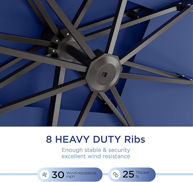 10' X 13' Patio Umbrella with Base Included Outdoor Large Rectangle Offset Cantilever Umbrellas Double Top Heavy Duty Windproof with 360-degree Rotation for Pool Garden Deck