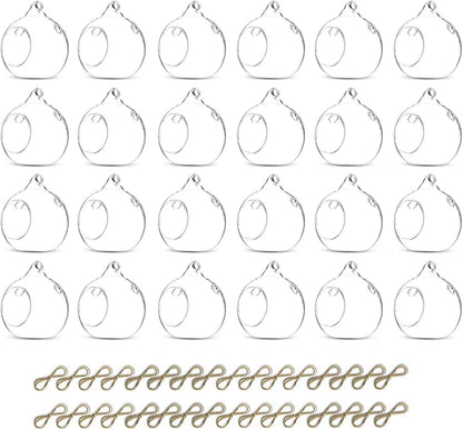 24 Pcs 3.15"/ 8cm Hanging Glass Tealight Holder Globe, Package Improved Plant Terrariums Glass Orbs Air Plants Tea Light Candle Holders, Home Decor Indoor Outdoor Garden (With 2 Holes, 20 Pcs + 4 Pcs)