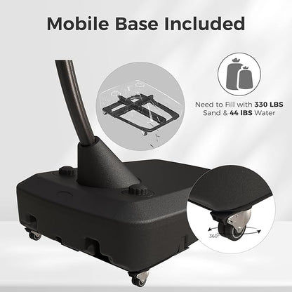 Grand patio 10x13 FT Outdoor Cantilever Umbrella with Base Large Aluminum Rectangle Offset Umbrella for Pool Garden (Champagne, 10x13 FT)