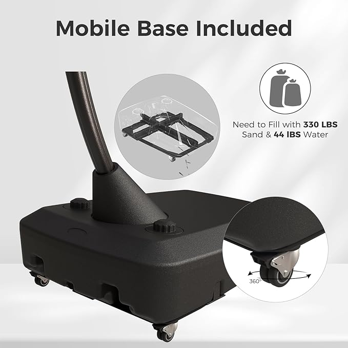 Grand patio 9x12 FT Outdoor Cantilever Umbrella with Base & Cover Large Aluminum Rectangle Offset Umbrellas for Pool Deck (Navy Blue, 9x12 FT)