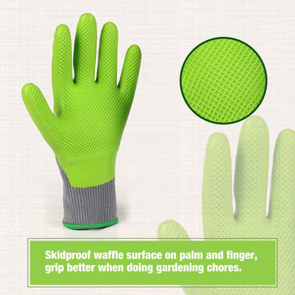 WORKPRO 6 Pairs Garden Gloves, Work Glove with Eco Latex Palm Coated, Gardening Gloves, Working Gloves for Weeding, Digging, Raking, and Pruning (Medium)