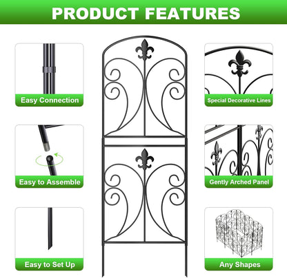 Skcoipsra Decorative Garden Fence 10 Pack, 37.5in(H) x 10.8ft(L) Animal Barrier Fence, Rustproof Metal Fencing for Yard, Dog Rabbits Wire Section Garden Edging Border for Yard Patio Garden, Arched