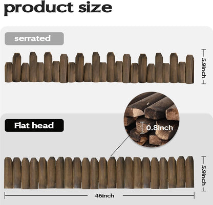 Wood Garden Edging, Wooden Fence Border Decorative Small Picket Panels for Flower Bed Barriers and Landscape Fencing