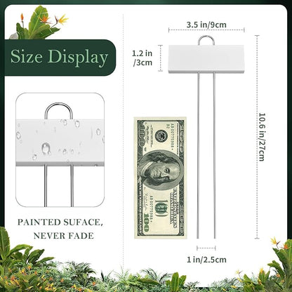 30 Pack Metal Plant Labels for Outdoor Garden Waterproof Plant Markers, Labels Garden Markers for Seedlings Herbs Vegetable Greenhouse Gifts with Pen - White
