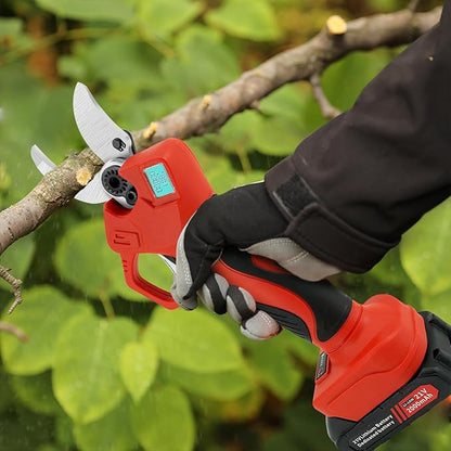 Electric Pruning Shears, 50mm 1.96" Cutting Diameter Cordless Power Pruner with 2Pcs Rechargeable Batteries, Tree Branch Cutter with SK7 High Carbon Steel Blade for Gardening Pruning