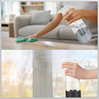 2 Pack Glass Spray Bottles with Silicone Sleeve, 16 oz Empty Refillable Containers with Adjustable Spray Nozzles, Spray Bottles for Hair, Cleaning Solutions and Plants Black&Grey