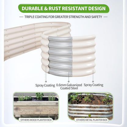 Galvanized Raised Garden Bed Outdoor- 2 Pcs Raised Beds for Gardening| Metal Planter Box, Steel Raised Garden Bed Kit with Gloves for Vegetables, Flower, Herbs (6x2x1.4FT, White)