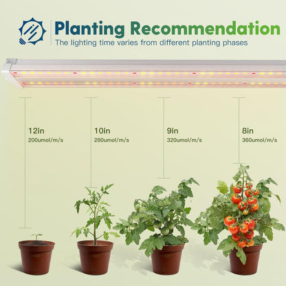 FREELICHT 1 Pack 4ft LED Grow Light with Timer, 60W (350W Equivalent), Sunlike Full Spectrum Integrated Plant Light for Hydroponic Indoor Plant Seedling Veg and Flower, Plug in with 3 Timing Modes