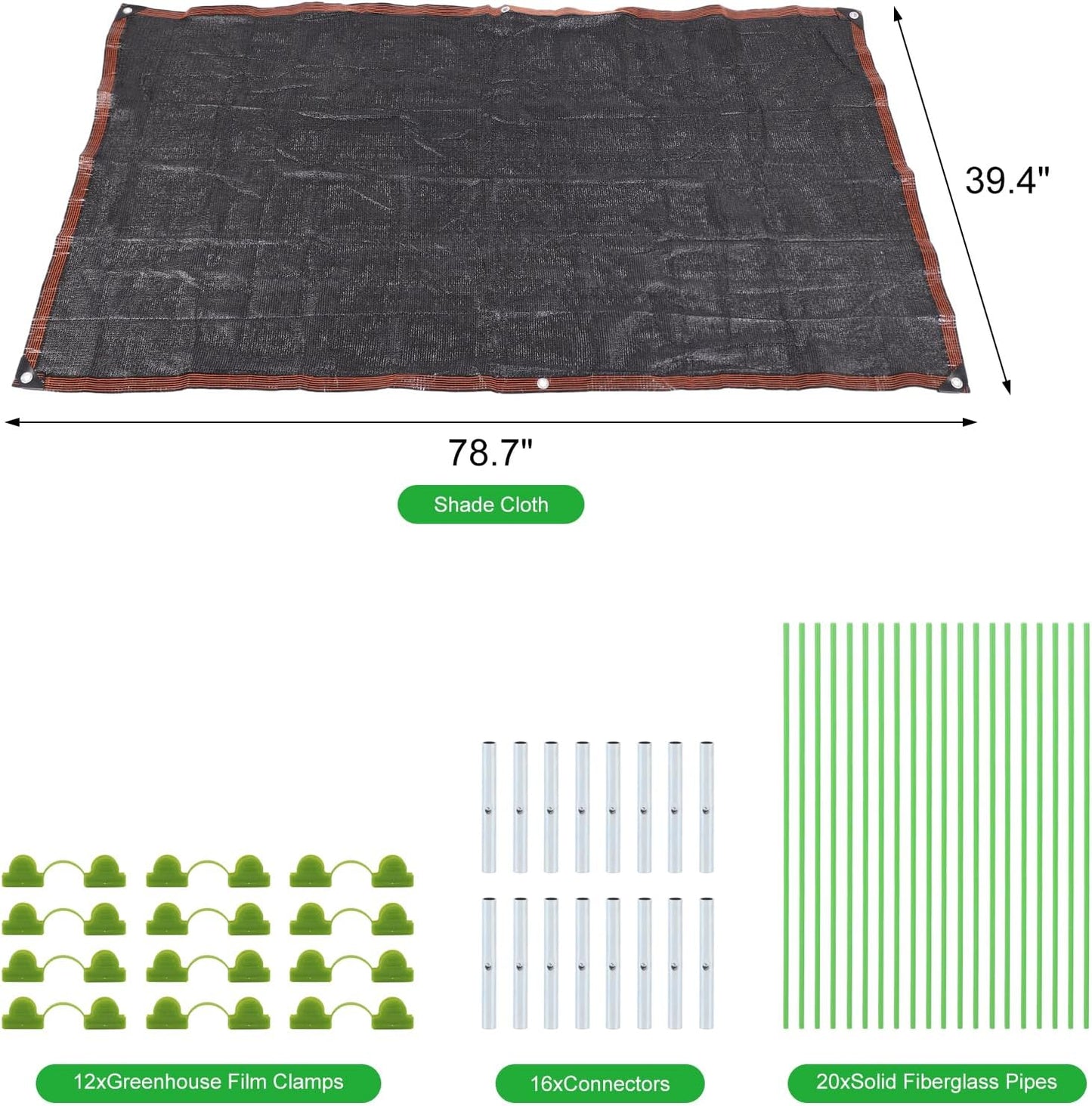 78.7"x39.4" Garden Shade Kit, 70% Garden Sun Shade Cloth with Hoops for Plants Heat Protection, Raised Garden Bed Shade Cover Plant Sun Shade for Outdoor Vegetables