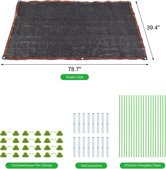 78.7"x39.4" Garden Shade Kit, 70% Garden Sun Shade Cloth with Hoops for Plants Heat Protection, Raised Garden Bed Shade Cover Plant Sun Shade for Outdoor Vegetables