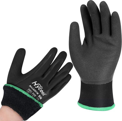 Waterproof Work Gloves for Men and Women, Hycool Thermal Insulated Freezer Rubber Coated Gloves,Super Grip L6201
