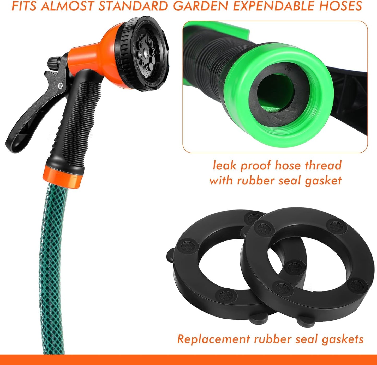 4 Pcs Garden Hose Nozzle Sprayer 10 Adjustable Watering Patterns Heavy Duty High Pressure Water Gun for Watering Plants Washing Cars and Showering Pets