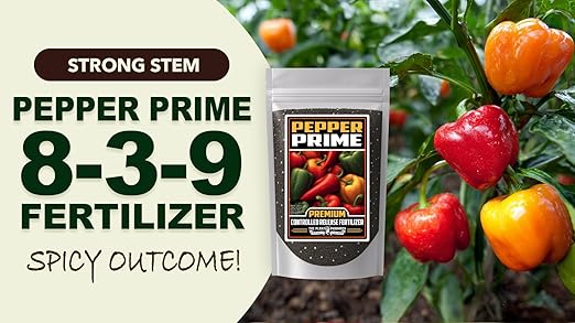 Fertilizer Commercial Grade | Pepper Prime 8-3-9 | 3 Pounds | Custom Professional Mix Blend | Controlled-Release Granular | Chelated Micronutrients | Season-Long Feed | Container and In-Ground Plants