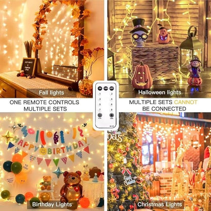 suddus Christmas Lights Outdoor, 66 ft 200 LED Plug in Warm White Fairy String Lights with Remote, Twinkle Lights for Bedroom, Indoor, Tree, Dorm, Wedding, Outside, Backyard Decorations