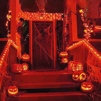 JMEXSUSS 4 Pack Solar Halloween Lights, Total 400 LED 132 FT Orange Solar Lights Outdoor Waterproof, 8 Modes Copper Wire Solar Fairy String Lights for Garden Yard Tree Halloween Decor