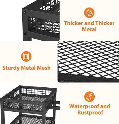 Garden Tool Organizer with Wheels-Movable Garden Tool Rack with Storage Hooks for Long-Handled Tools/Rakes/Brooms/Shovels,Heavy Duty Metal Garden Tool Storage for Garage,Shed,Garden,Black