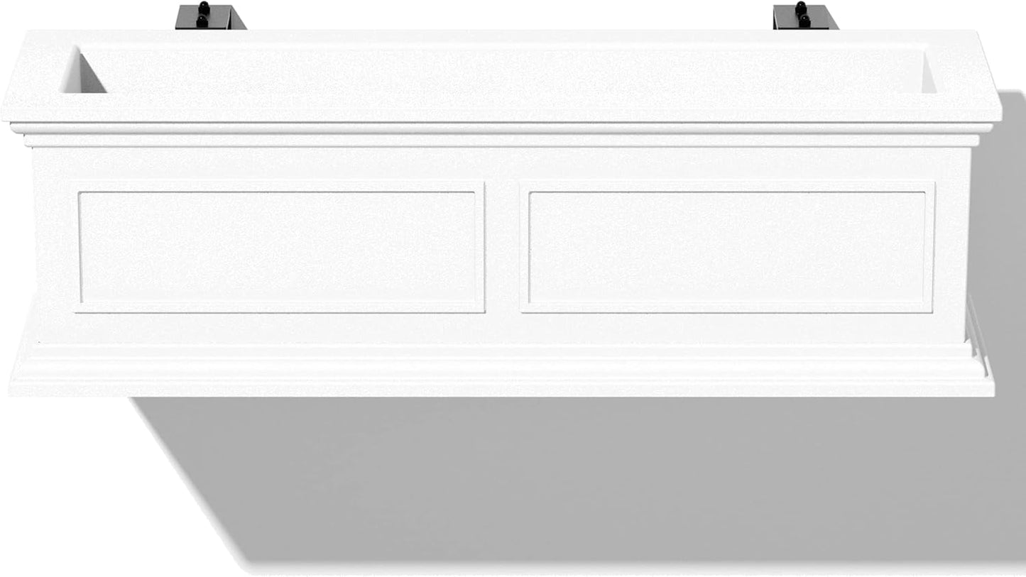 Veradek Brixton Series Plastic Railing Planter - Rectangular Planter for Outdoor Deck/Balcony | Crack-Resistant with Adjustable Rail Attachment | Classic Estate Design for Herbs, Succulents, Flowers