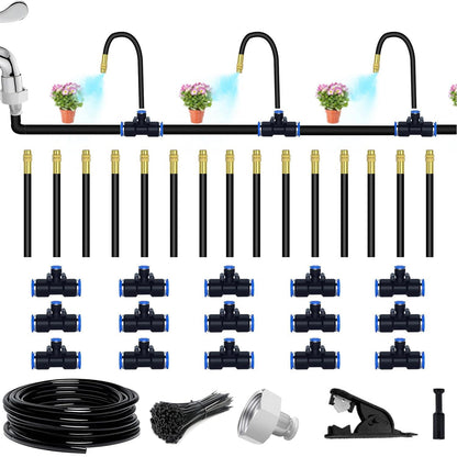 49.21Ft Drip Irrigation Kit Automatic Drip Irrigation System, 360° Bendable Garden Irrigation System, Garden Watering System Adjustable Bendable Nozzle Copper Sprayer System for Garden Yard
