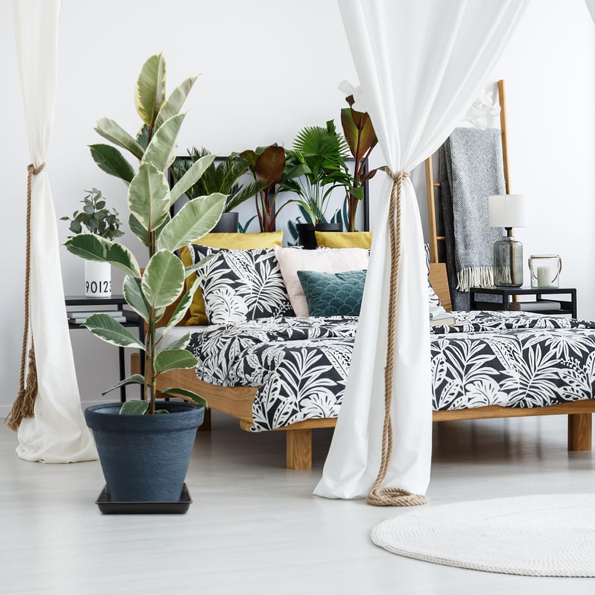 WAYNHUI Squared Plant Saucer 6/8/10/12/14/16/18/20inch Square Plastic Basin Tray Large/Small Water Receiving Tray (Black 20inch 3pack)