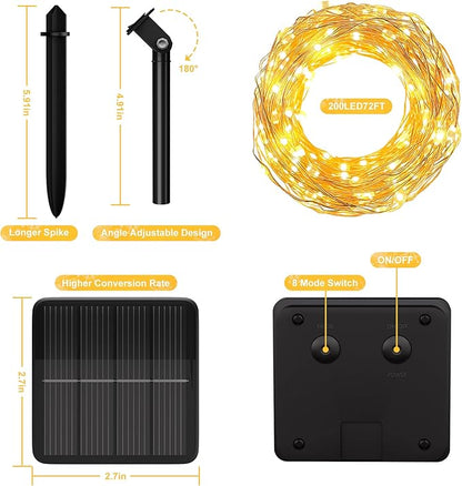 2-Pack Solar String Lights for Outside, 400 LED 144Ft Solar Fairy Lights for Outside Waterproof with 8 Modes, Solar Lights Outdoor for Patio Tree Christmas Party Wedding Decor(Warm White)