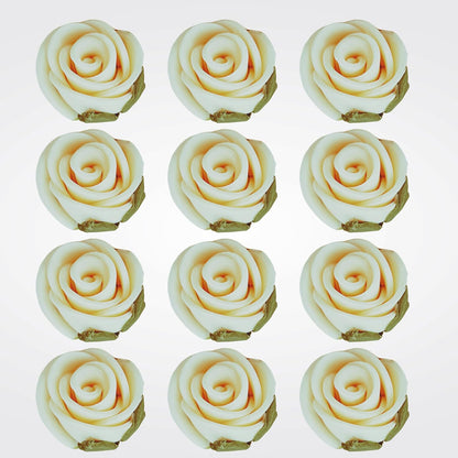 Confect Edible Flower | Edible Flower for cake decorations | Edible Flower Cupcake Toppers | Cupcakes & Doughnut Edible Toppers | Classic Pearl Ivory Sugar Flower- Pack of 12