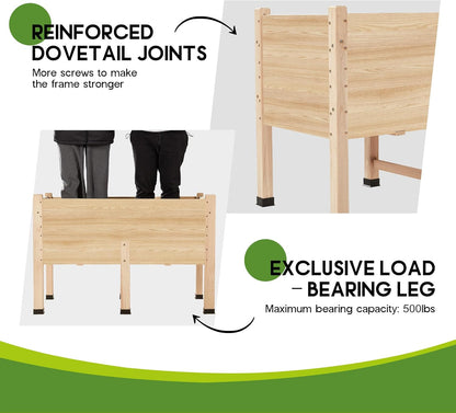 Amerlife 4x2 Ft Raised Garden Bed - Features Legs, Drainage Holes, 16 Inch Depth Ideal for Vegetables, Flowers, Herbs, Elevated Wood Planter Box for Balcony, Patio, and Backyard, Easy Assembly