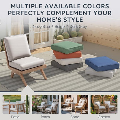 Patio Chair Cushions 4 Packs - Outside High Back Thick Water-Resistant Cushion 22x24 with Zipper Cover for Outdoor Glider Rocking Chairs Loveseat Couch – Beige/Regular