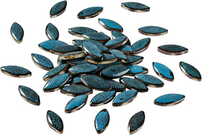 70 Pieces Petal Mosaic Tiles Ceramic Tiles, Bulk Stained Ceramic Pieces Supplies, Flower Leaves Mosaic Ceramics Mosaic Pieces Kit for DIY Crafts Plates Picture Frames Home Decorations - Light Blue