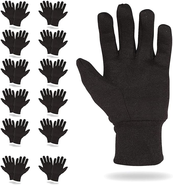 ABC PACK & SUPPLY Brown Jersey Gloves for Men and Women. Brown Jersey Work Gloves. Polyester and Cotton Garden Gloves
