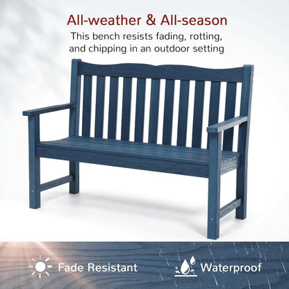 Stoog Outdoor Chairs & Bench Set, All-Weather Patio Furniture Set, Include 2 Patio Chairs and 1 Bench, Blue