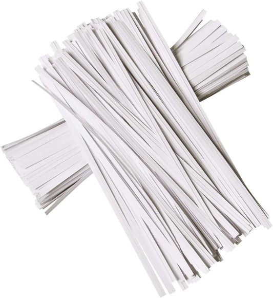 Paper Twist Ties 1000Pcs 6Inch White Color Cable Ties for Making Facial Face Mask Plants Party Cello Candy Gift Bags Cake Pop