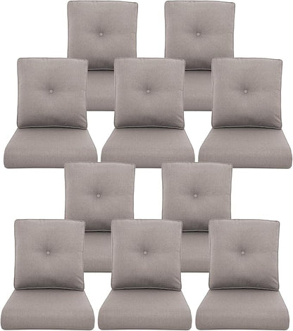 10-Piece Outdoor Patio Cushion Set - Fade & Water Resistant with Removable Olefin Cover, 22x24x4 Inch Memory Foam Cushions for Wicker Sectional Sofa – Grey/Buckle